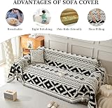 SHANNA Geometric Chenille Sofa Cover 2 3 4 Seater Tassel AB Sided view 7