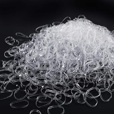MORGLES 1000pcs Clear Small Hair Elastic Bands Rubber Ties with Storage Box for