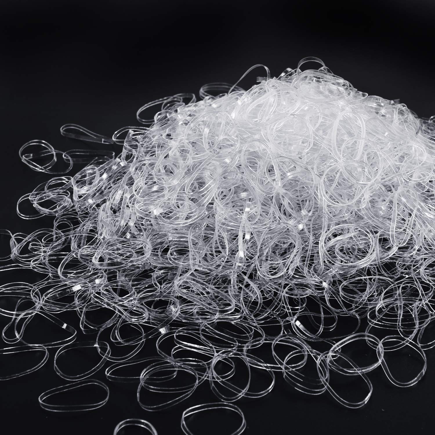 Hair Bands, MORGLES 1000pcs Clear Small Hair Elastic Bands with Box for Adult Women, Clear
