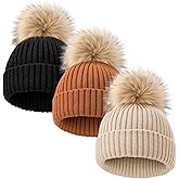 DRESHOW BQUBO Baby Beanie Winter Hat with Bear Ears Infant Toddler Knitted Warm Cap Beanies for Baby Boys Girls 0-24 Months