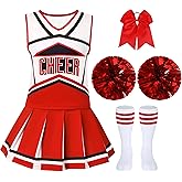 WooHand Cheerleader Outfit For Girls Halloween Costume For Kids 5-12 Years Cheer Uniform Set Fancy Dress For Party Birthday