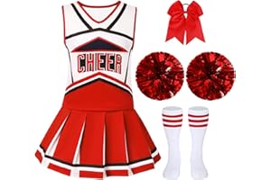 WooHand Cheerleader Outfit For Girls Halloween Costume For Kids 5-12 Years Cheer Uniform Set Fancy Dress For Party Birthday