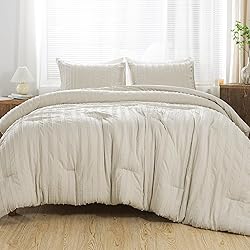 Andency Beige King Size Comforter Set, 3 Pieces