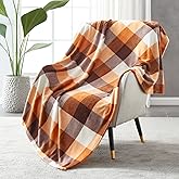 SOCHOW Buffalo Plaid Flannel Fleece Throw Blanket 60 x 80 Inches, Soft Lightweight Cozy All Season Orange Checkered Blanket for Bed, Couch, Car