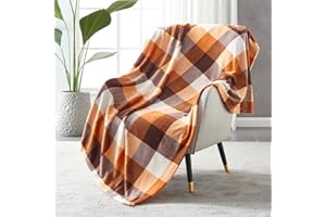 SOCHOW Buffalo Plaid Flannel Fleece Throw Blanket 50 x 60 Inches, Soft Lightweight Cozy All Season Orange Checkered Blanket for Bed, Couch, Car