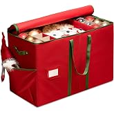 ZOBER Large Christmas Ornament Storage Box - Stores 80 3" Ornaments, With Dividers - With Large Compartment for Figurines, an