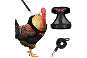 Adhafera Chicken Harness with Leash, Upgraded Double Adjustment Chicken Harness and Leash Set for Hens, Duck, Goose, Small Pet (Black, L)