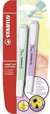 STABILO Swing Cool Pastel Highlighter Pack of 2 Mint Lilac Haze