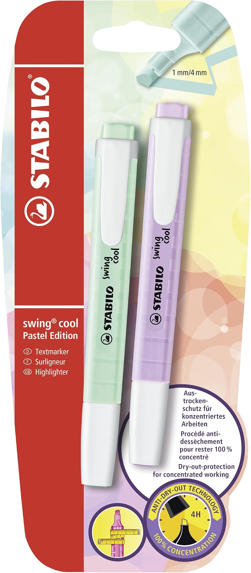 STABILO Swing Cool Pastel Highlighter Pack of 2 Mint Lilac Haze