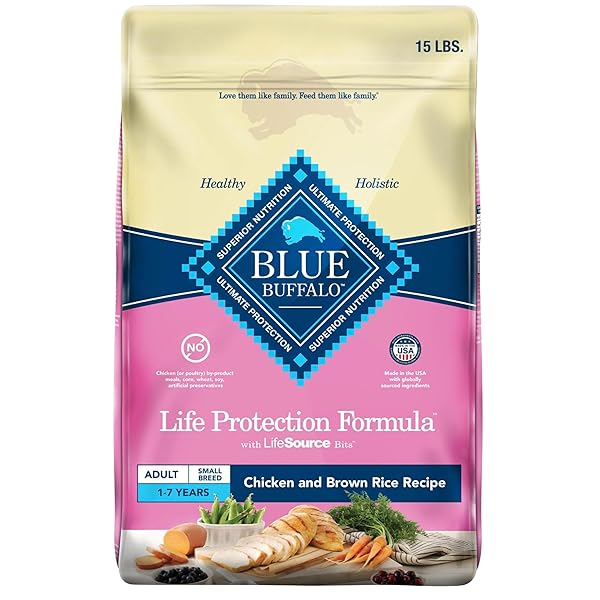 BLUE BUFFALO LIFE PROTECTION FORMULA ADULT SMALL BREED DRY DOG FOOD, SUPPORTS HIGH ENERGY NEEDS, MADE WITH NATURAL INGREDIENTS, CHICKEN & BROWN RICE RECIPE, 15-LB BAG