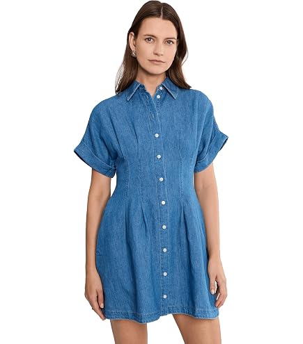 madewell blue linen dress Womens Relaxed Mini Shirtdress in 100% Sunfaded 2XS (Women's 000) One Size at Amazon Women's Clothing store MODERN FLAPPER DRESS Tunic Dress with Shorts, Color:STORM One to wear now