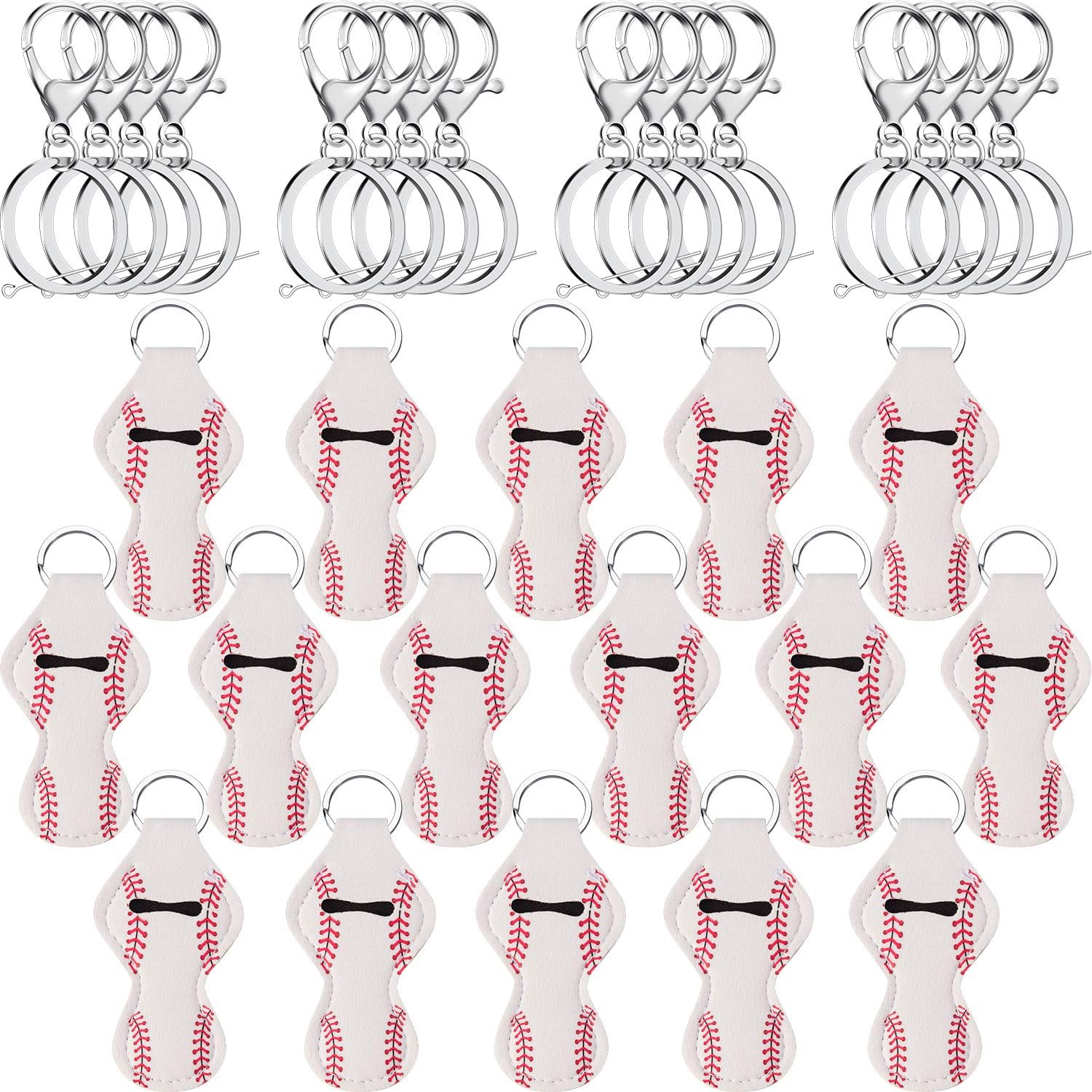 16 Pieces Chapstick Holder Keychain with 16 Metal Key Chains