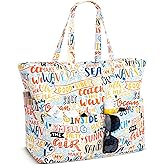 Iioscre Beach Bag for Women, Large Beach Tote Bag with Zipper Pockets, Waterproof Sandproof Swim Bag Pool Vacation Travel