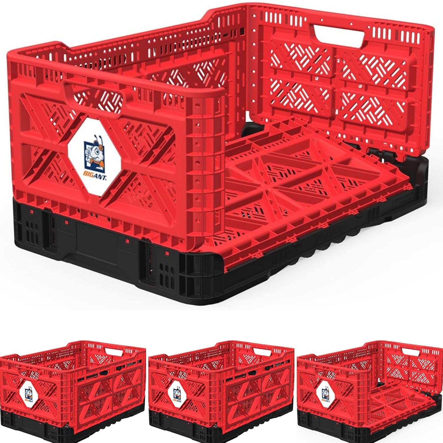 BIGANT Heavy Duty Collapsible & Stackable Plastic Milk