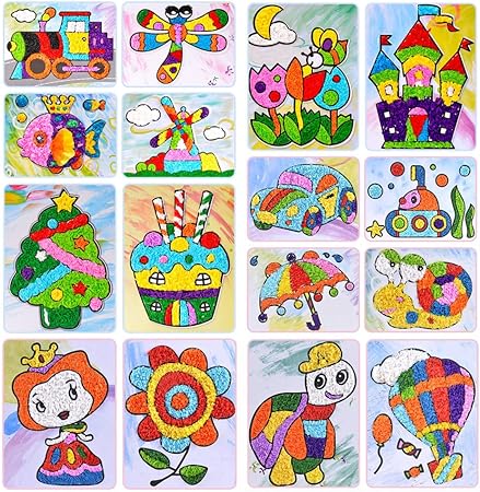 Amazon ティッシュペーパーステッカーアートキット モザイクステッカーペイント 子供用 幼稚園教育 Diyクラフトおもちゃ クラフト ブルー Pobec おもちゃ おもちゃ