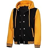 Decrum Hooded Varsity Jacket Women - Letterman Highschool Baseball Bomber Womens Casual Jackets