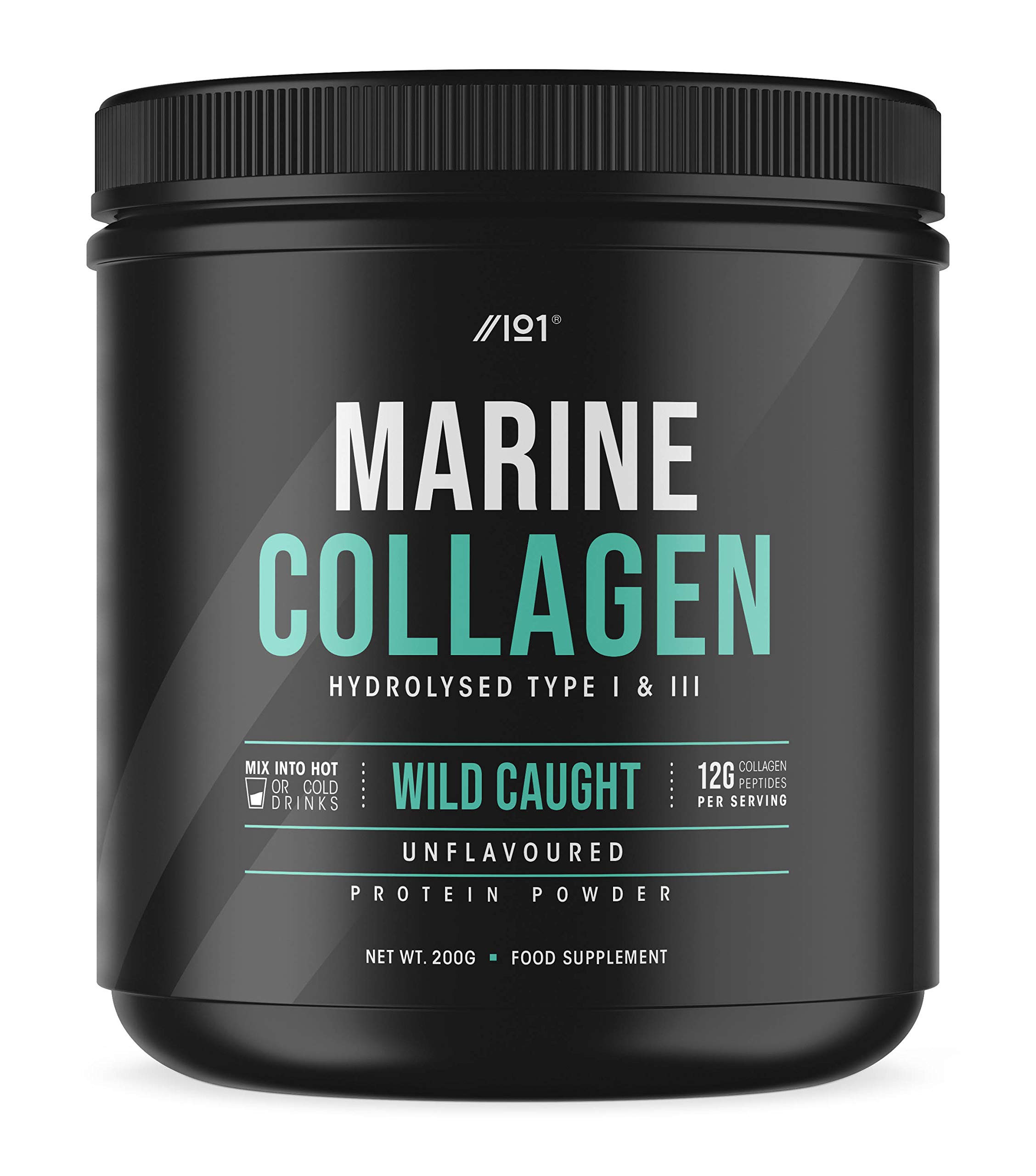 Marine Collagen Powder Supplement - 200g - Wild-Caught Canadian Marine Collagen - Unflavoured - Types 1 & 3 Hydrolysed Collagen Peptides - 17 Day Supply - By Alpha01®