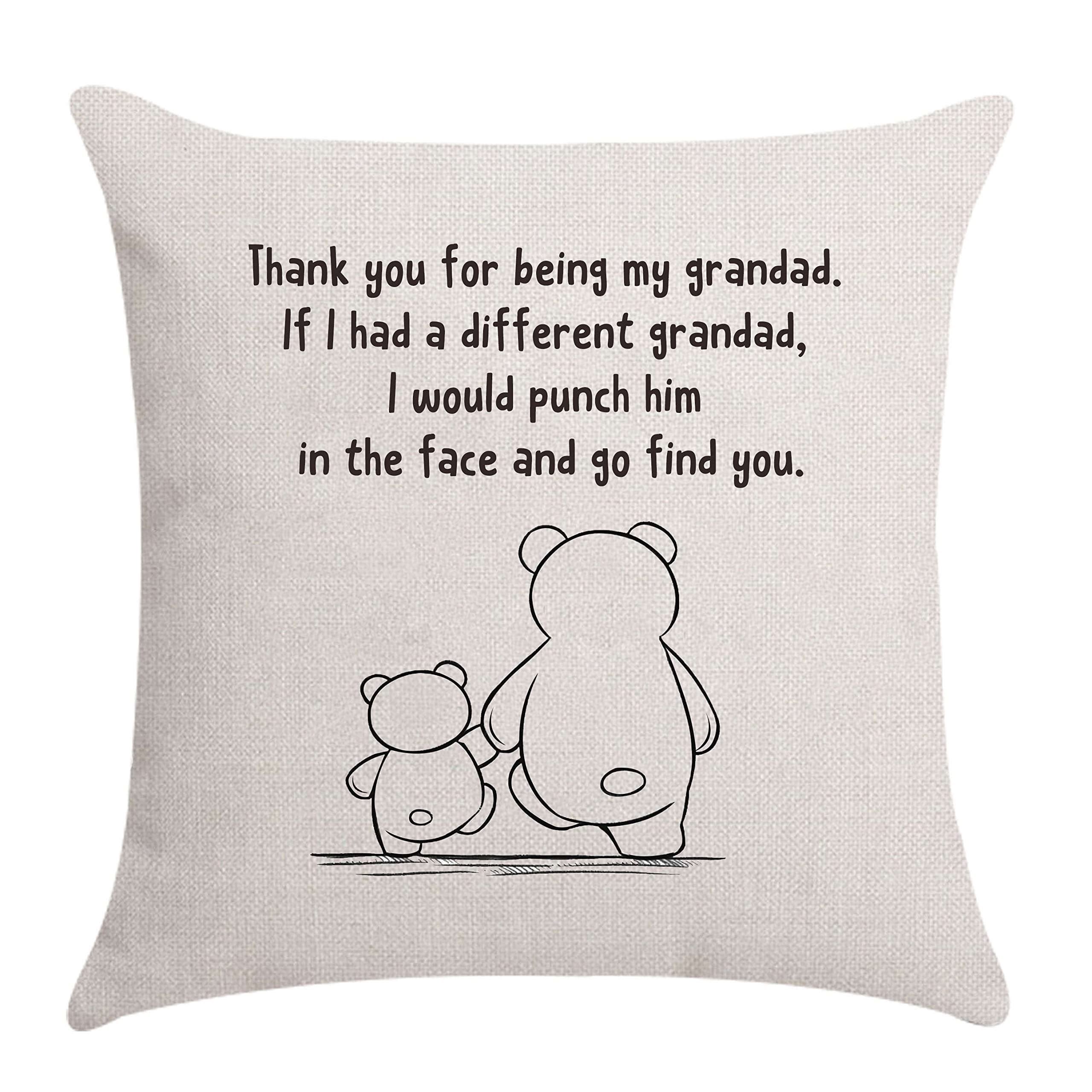 Aocaso Grandad Gifts: Grandfather Presents Cushion Cover Pillow Cover for Birthday, Father's Day, Thanksgiving, Christmas