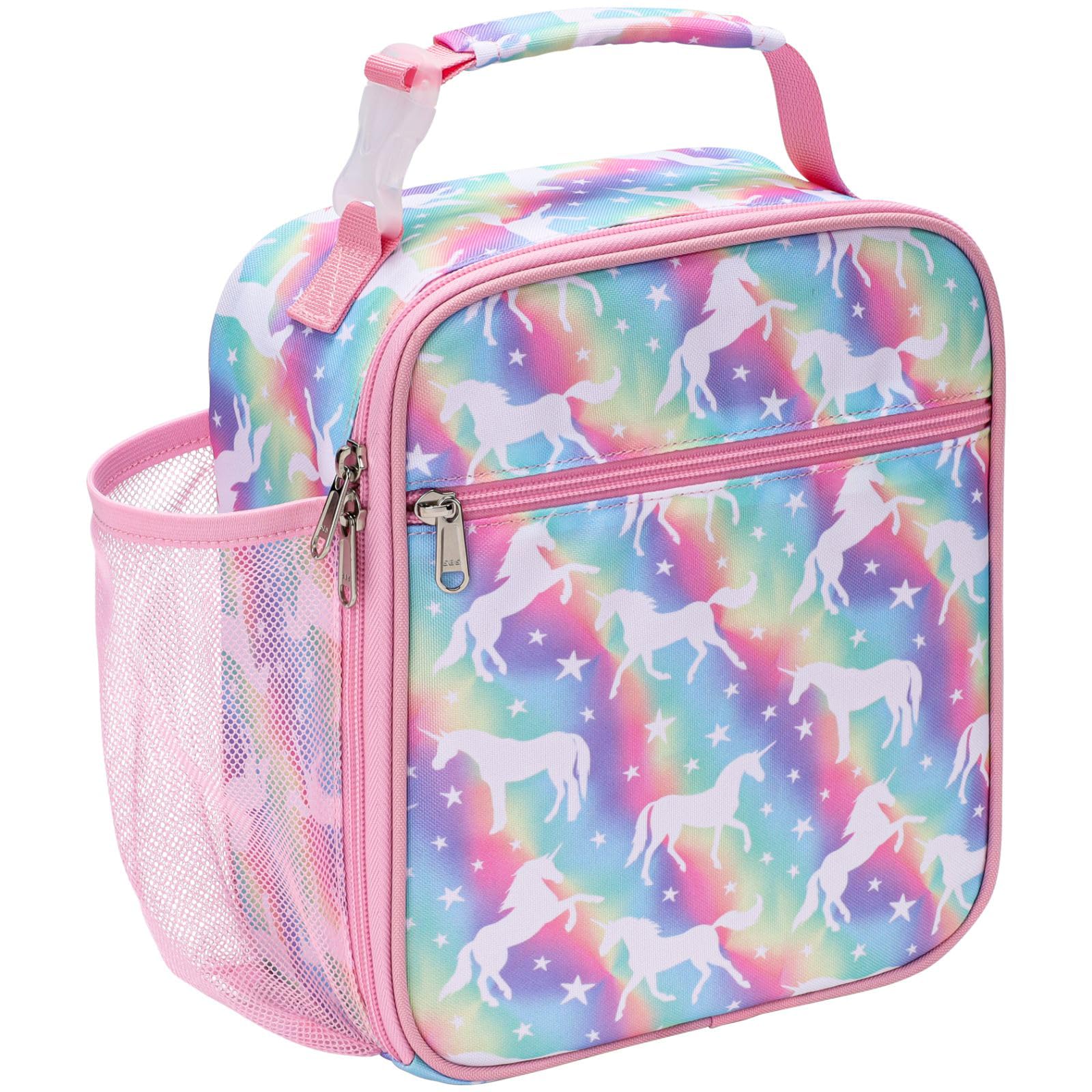 Photo 1 of Bagseri Lunch Bag for Girls - Kids Lunch Box for Girls Reusable Leak-Proof and Insulated Kids Lunch Bag With Water Bottle Holder Toddler Lunch Box for Daycare and School, Colorful Unicorn