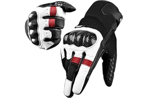 J.A.G. Leather Motorcycle Gloves for Men - Carbon Fiber Knuckle Protection, Motorbike Powersports, Dirt Bike, Touchscreen Gloves for Men and Women, Guantes para Moto.
