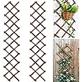 Avalution Extensible Natural Garden Wooden Fence Lattice Frame Plant Support Frame Natural Wooden Lattice Frame for Cucumber Climbing Plant Vines Ivy Rose 75"x11.8" Lattice Fence Panel(2Pack)