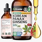 BIO KRAUTER® Ginseng Supplement - Pure Vegan Liquid Drops Korean Red Ginseng 696 mg per Serving 4 Fl.Oz 56-Day Supply - Used for Energy, Focus, Performance & Immune Support - Alcohol & Sugar Free