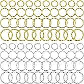 600Pcs Twisted Gold Linking Open Jump Rings, 8/10/12/15mm O Rings Connectors Jewelry Findings Circle Frames for Making DIY Earrings Bracelet Necklace Keychain Pendants Crafts(Gold/Sliver)