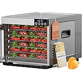 Konfintos 700W Food Dehydrator Machine | 6 XL Stainless Steel Trays (13"x12") | Dryer for Jerky, Mushroom, Herbs, Meat, Fruit
