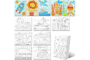 Fulmoon 24 Pcs Pre Drawn Canvas for Painting for Kids Adults Preprinted Bulk 7.8 x 5.8 Inch Pre-Stenciled Painting Canvas Panels for DIY School Gift Classroom Party Favor Activities, 12 Style