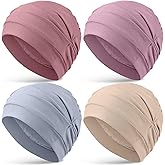 JenPen 4 Pcs Silk Satin Sleeping Bonnet Caps Women, Chemo Satin Lined Bonnet Soft Hair Wrap Slouch Beanie, Shower Cap, Cancer