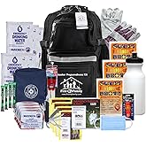 First My Family All-in-One 4 Person, 72 Hour Emergency Survival Kit for Fires, Earthquakes, Hurricanes, Floods, Tsunami and Other Disasters - Premium Black Backpack