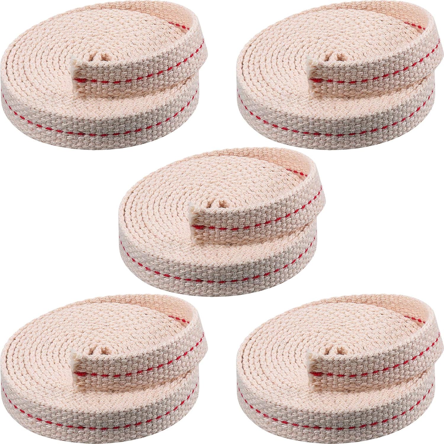 Oil Lamps & Accessories - 5 Rolls Oil Lamp Wicks Flat Oil Lanterns Wicks with Stitch for Oil Lamps and Candle Burners, 30 Feet (Red, 1/2 Inch)