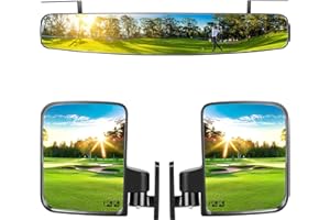10L0L Newest Golf Cart Folding Side Mirror and Panoramic Rear View Mirror Kit for EZGO, Club Car, Yamaha,Golf Cart Accessories，