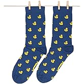 Roits Duckies Blue Socks Men Women - Fun Patterned Cool Funny Happy Colorful Gift Funky Design Rubber Duck Accessories Animal