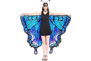 Tibeha Halloween Butterfly Costume for Adult - Double-Sided Printing Wings Women Kids Girls Cape