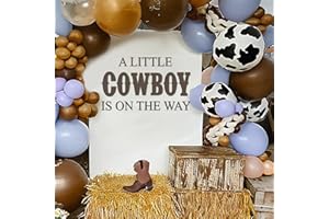 SANDOO A Little Cowboy Is On The Way Baby Shower Decal Peel and Stick - Cowboy Baby Shower Decorations,Country Western Cowboy Party Decorations for Backdrop,It Is A Boy Gender Reveal Sticker for Baby Boy