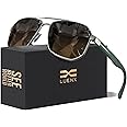 LUENX Aviator Sunglasses for Men Square Polarized Polygon Lens - UV 400 Protection with Accessories 61MM Driving Outdoor