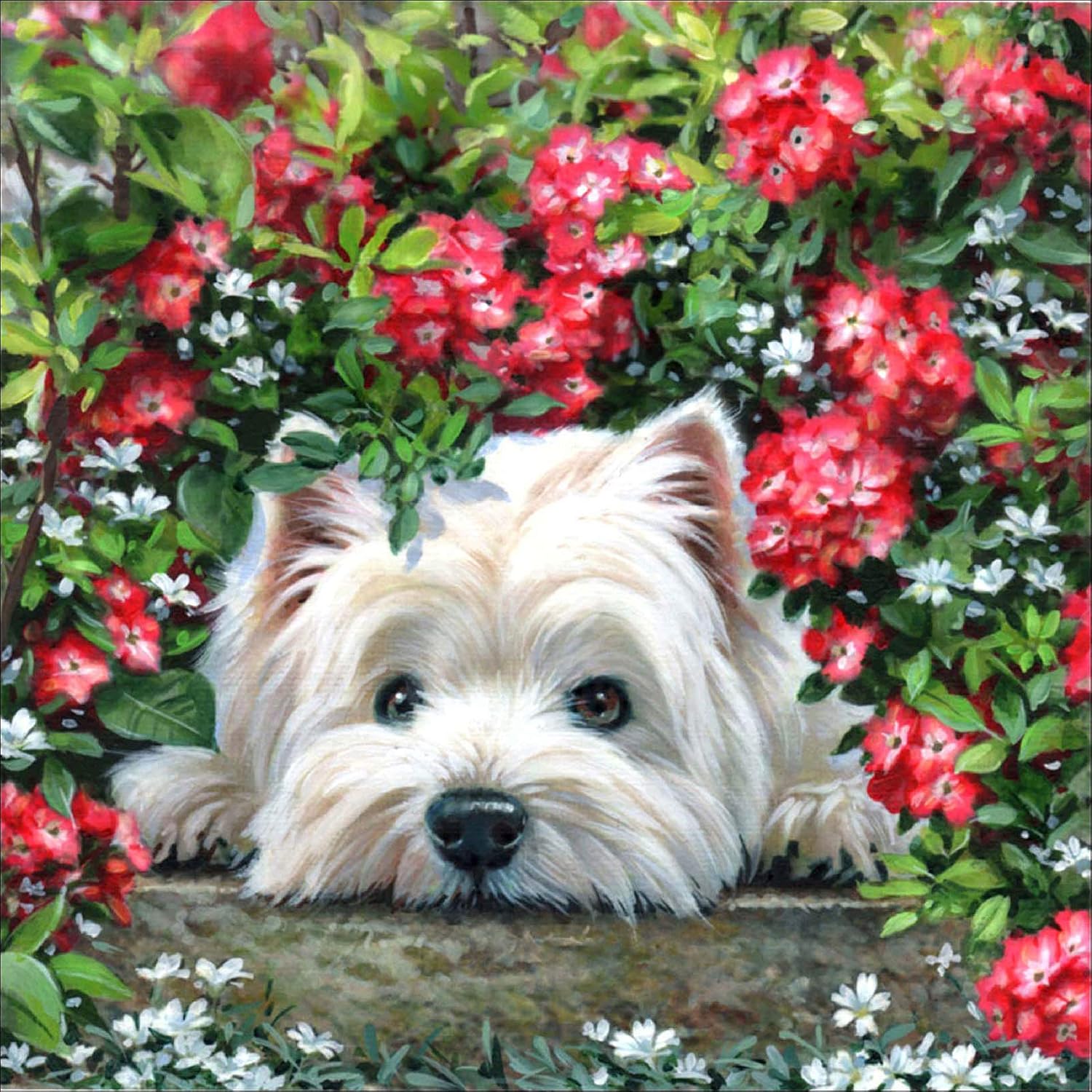 VAIIEYO 5D Diamond Painting Dog Puppy, Paint with Diamonds Art Flower Animal