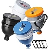 Fitshot Protein Powder Funnel– Supplement Funnel with Keychain 4pack, Water Bottle Funnels, BPA Free, 2 in 1,Portable 120ml with Pillbox,Pre Workout Protein Powder Container to go
