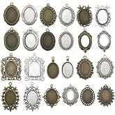 20pcs 18x25mm Oval Bezel Pendant Base Trays Cabochon Settings Trays Pendant Blanks 20pcs Mixed No Duplicate (M116)
