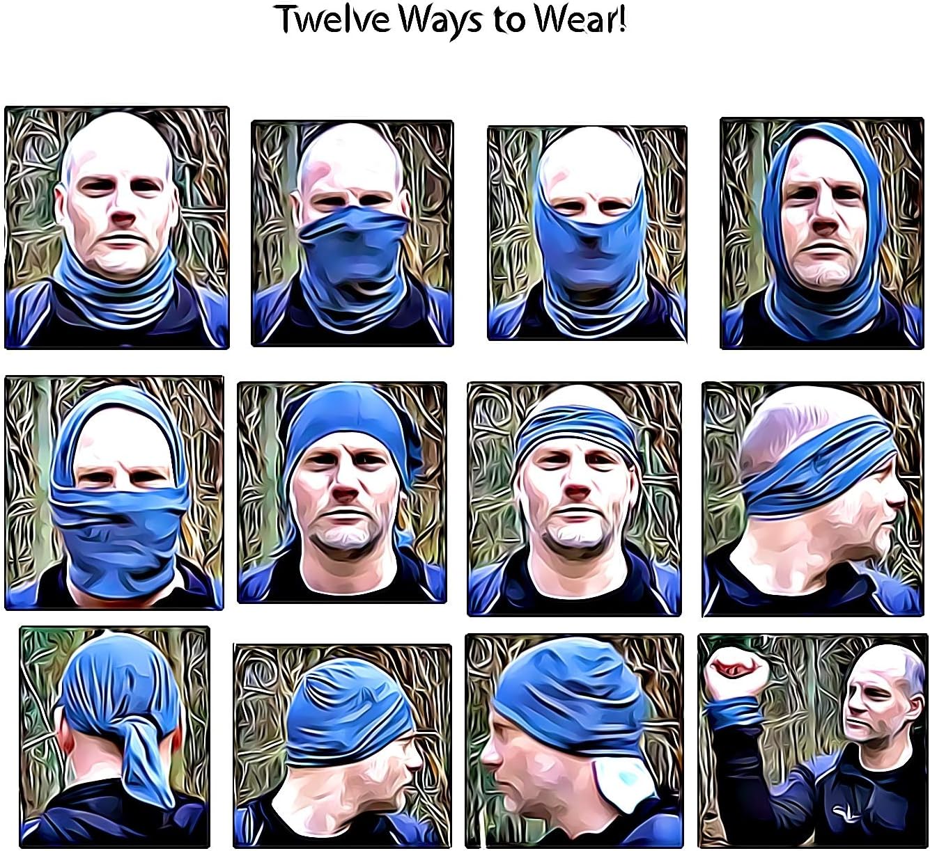 Chill Pal 12 in 1 Multi Style Cooling Towel Neck Gaiter Face Cover (Blue, Full Size): Sports & Outdoors