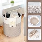 Univivi 40L Laundry Basket Foldable Khaki White Rope Toy Storage Basket view 4
