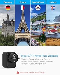 HANYCONY Type F Travel Plug Adapter, Germany France