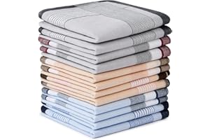 AOMIG Men's Handkerchiefs, 12 Pack Soft Gents Hankies Set, Mens Premium Handkerchiefs Assorted Pocket Square Hankies