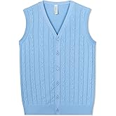 BOBOYOYO Boys Sweater Vest 100% Cotton School Uniform Vest Kids Button Cardigan Vest for Boys Girls Childrens Toddler