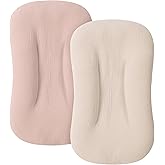 MairMore Muslin Baby Lounger Cover for Newborn & Infant, 100% Cotton Soft and Breathable Lounger Slipcover for Baby Girls and Boys, Pack of 2 (Pink, Ivory)