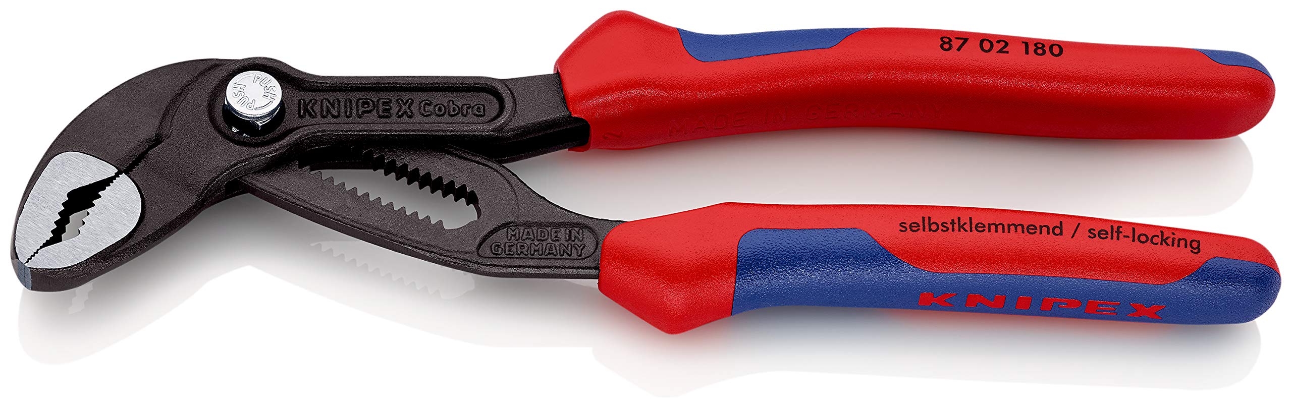 KNIPEX Cobra High-Tech Water Pump Pliers Self-Service Card with Multi-Component Handles 180 mm, 87 02 180 SB