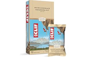Clif Bars - Energy Bars - White Chocolate Macadamia Nut Flavor - Made with Organic Oats - Plant Based Food - Vegetarian - Kosher (2.4 Ounce Protein Bars, 12 Count) Packaging May Vary