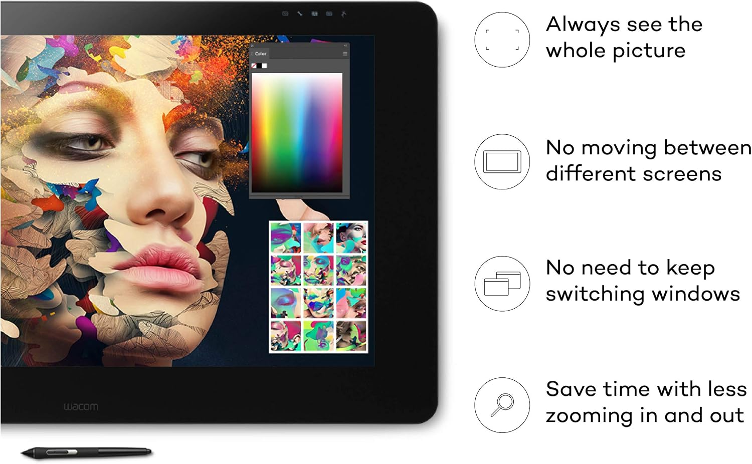 Wacom Cintiq Pro 24 Multi-Touch 4K Display/23.6 Inch Pen Display with Integrated Legs Including Wacom Pro Pen 2 Stylus with Pen Holder and Replacement Tips/Compatible with Windows and Mac - Image 4