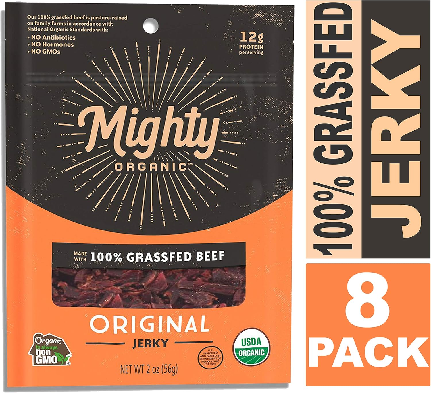Organic Prairie, Mighty Beef Jerky, Organic 100 GrassFed Beef
